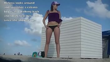 Play Gorgeous women sitting topless on the beach