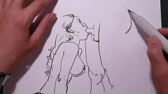 Abspielen Sexy Milf, die einen Blowjob geben: Amateur handgezeichnete Pornos mit großen Titten und Schwanz