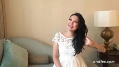 Play Ameliya's Intimate Solo Session: Fingering Her Shaved Pussy and Rubbing Her Clit in the Bedroom